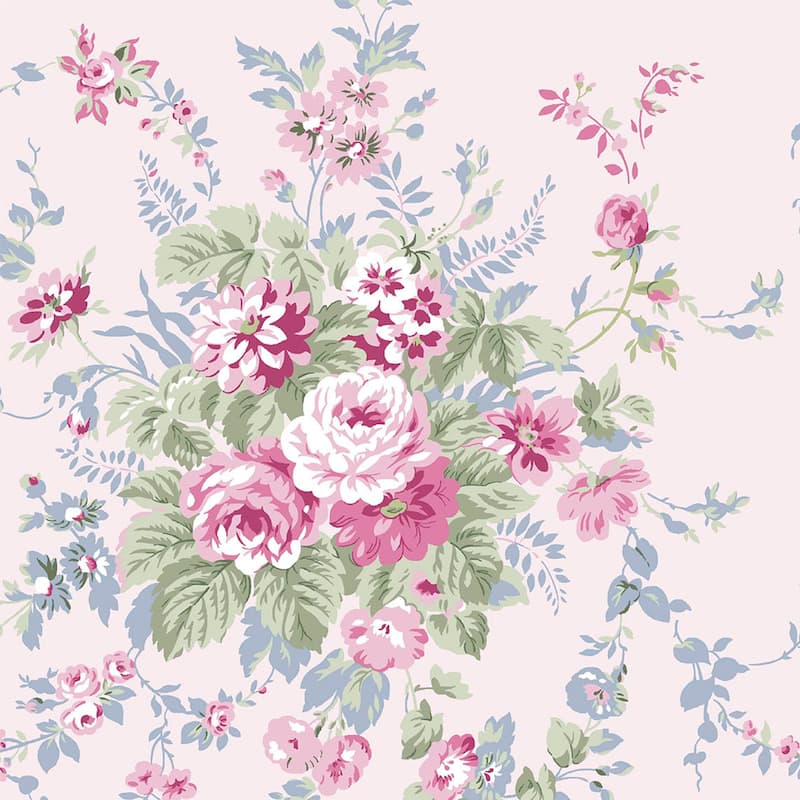 Shabby Chic by Rachel Ashwell Garden Floral Pink Blue Wallpaper