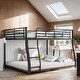 preview thumbnail 2 of 9, Full XL over Queen Metal Floor Bunk Bed, Black