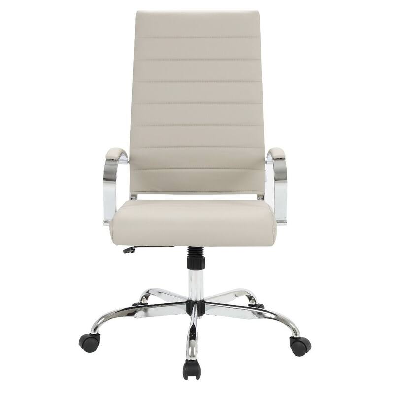 Benmar Leather Executive Office Chair with Chrome Frame, Adjustable Height, Tilt Lock, 360° Swivel, and Smooth Rolling Casters