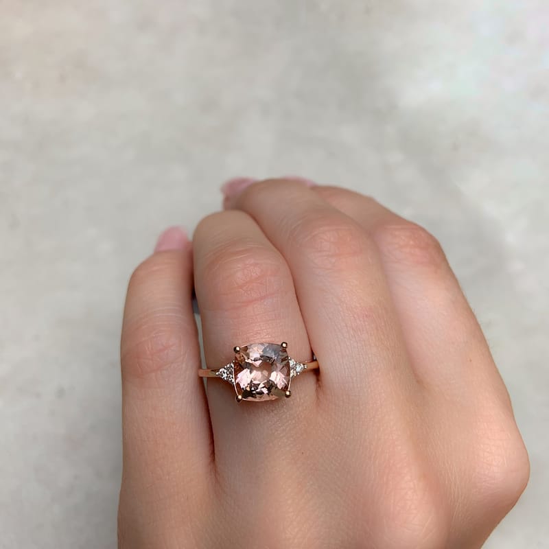 Miadora Signature Collection 14k Rose Gold Cushion-cut Morganite and Diamond Accent Cocktail Ring