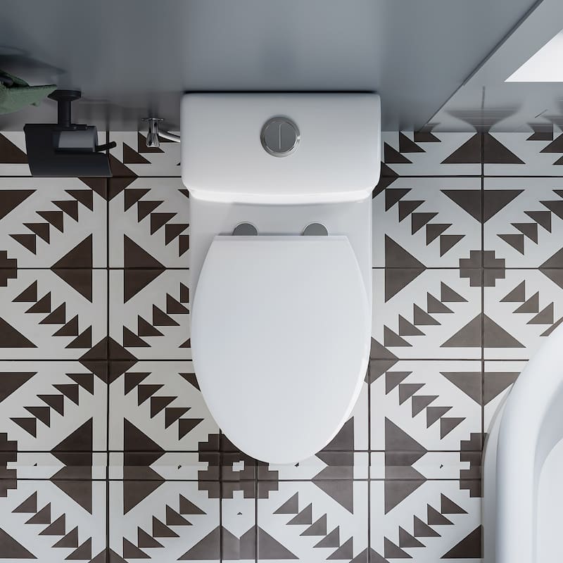 HOROW 1 Piece Dual Flush Elongated Toilet White 0.8 1.28 GPF Seat Included - N/A