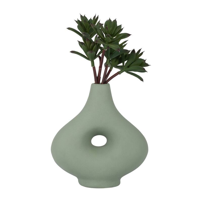 Sagebrook Home Ceramic Short Cutout Nomad Vase, Abstract, Textured