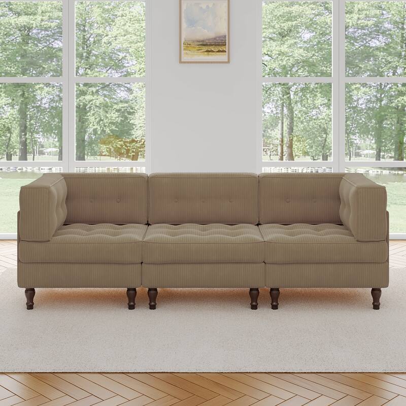 98"W Modular Upholstered Corduroy Sectional Sofa for Living Room