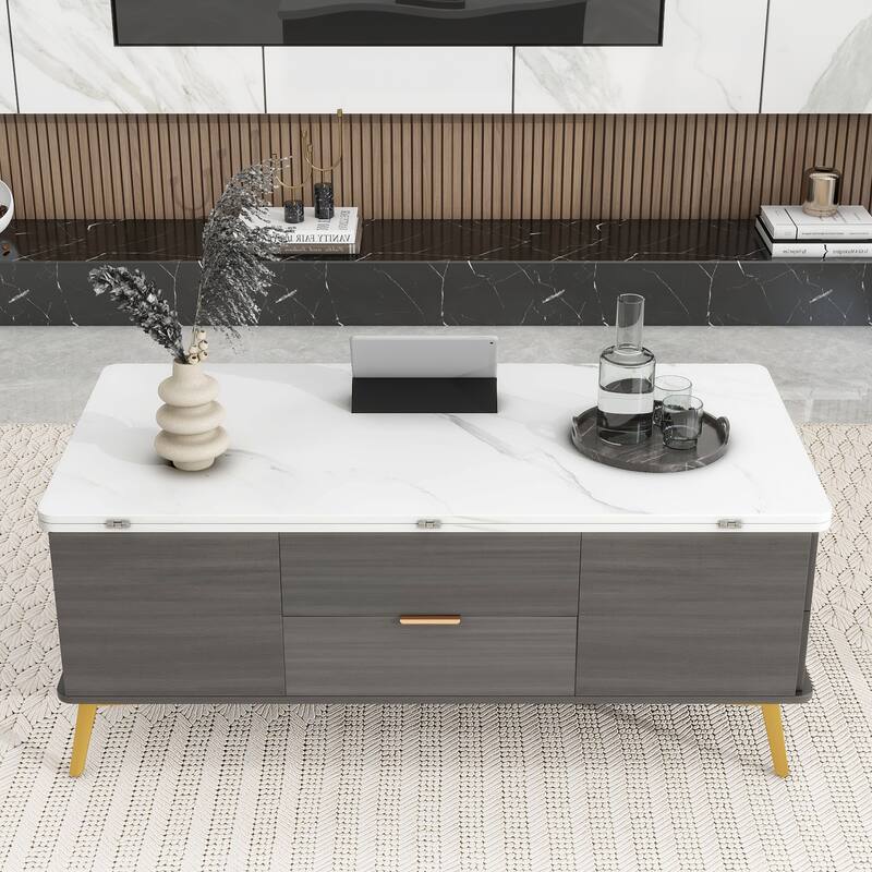 Lift Top Coffee Table with Drawers and Multi Functional Table