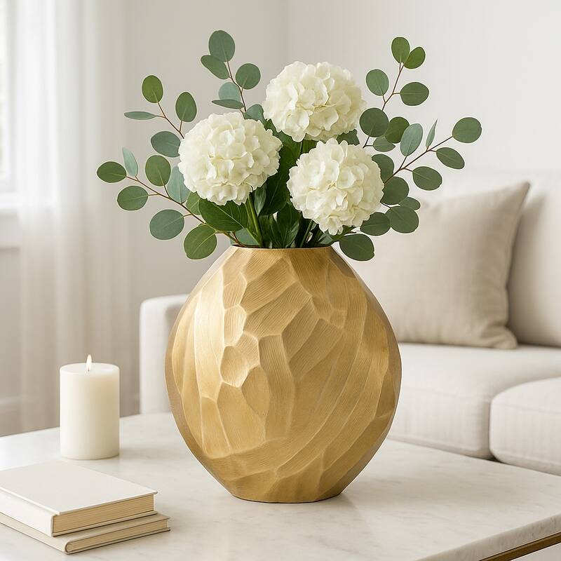 Modern Round Metal Table Vase - Flower Vase