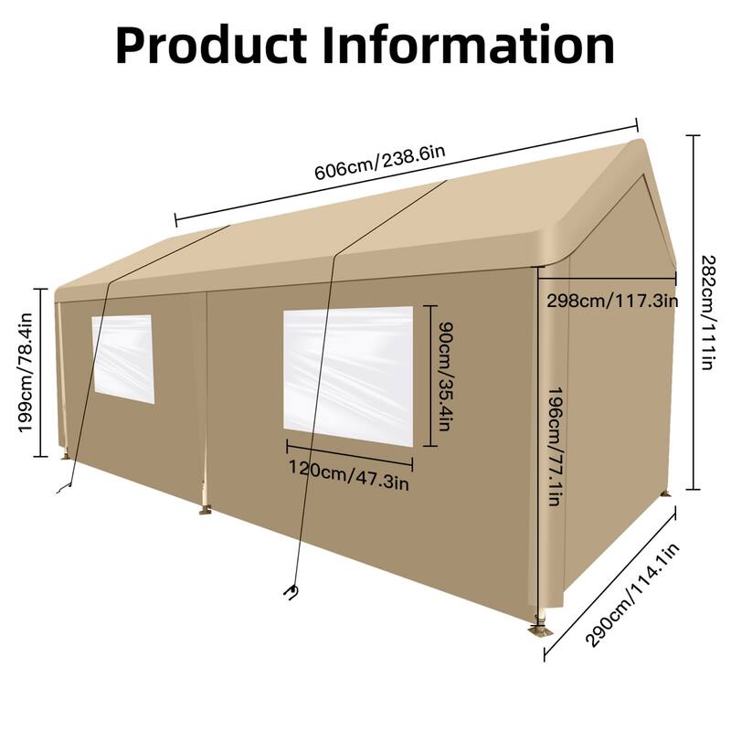 10'x20' Portable Carport Garage Tent Outdoor Storage Shed