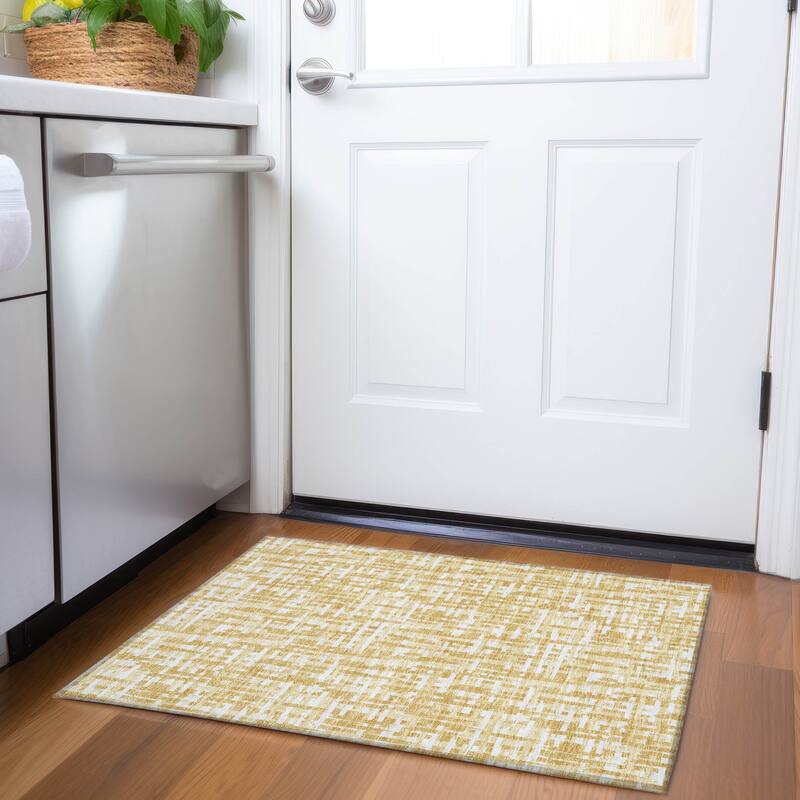Premium Washable Super Soft Abstract Weave Mayfield Rug - Gold - 1'8" x 2'6"
