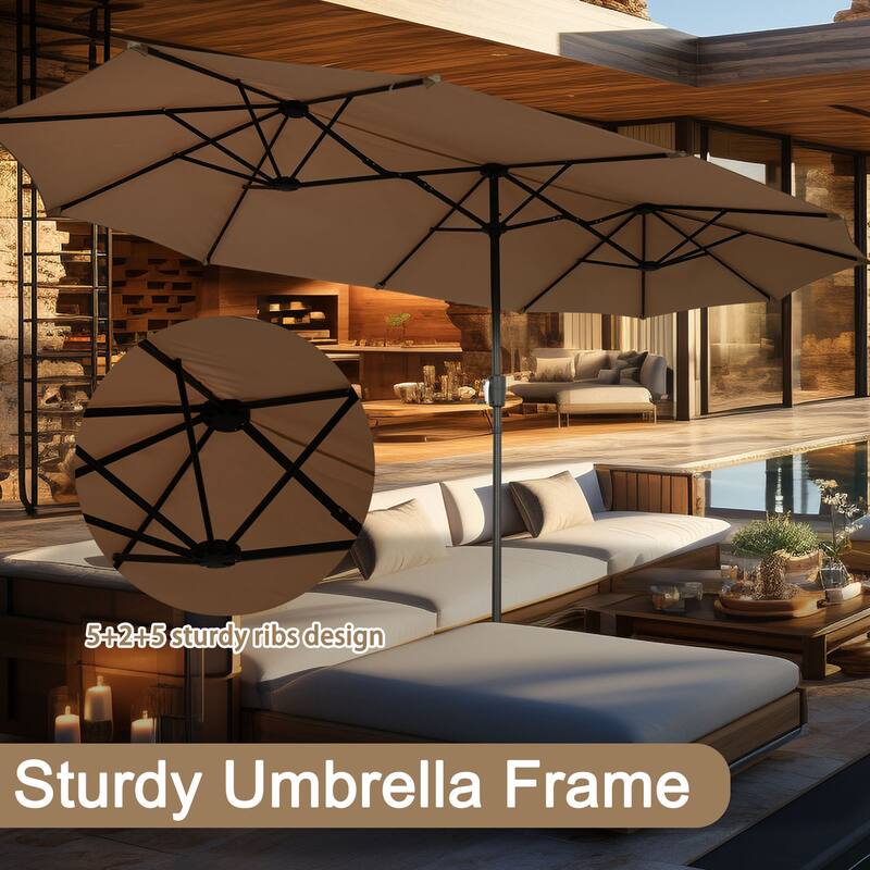 Autlaycil 13ft Extra Large Patio Umbrella with Solar Lights(Without Base)