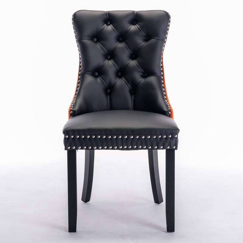 Modern Tufted Dining Chairs,Faux Leather Velvet Dining Chairs Set of 2,Upholstered Dining Room Chairs - N/A
