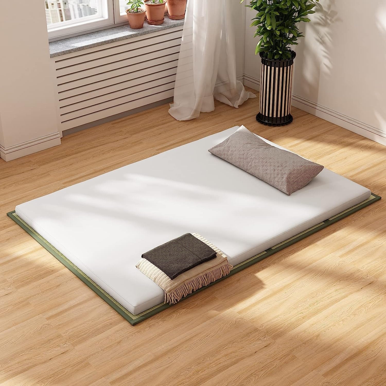 Mixoy Grass Futon Mattress Folding Floor Bed suitable for Chinese Style Cozy Tatami Grass Mat Bed Bath Beyond 38049970