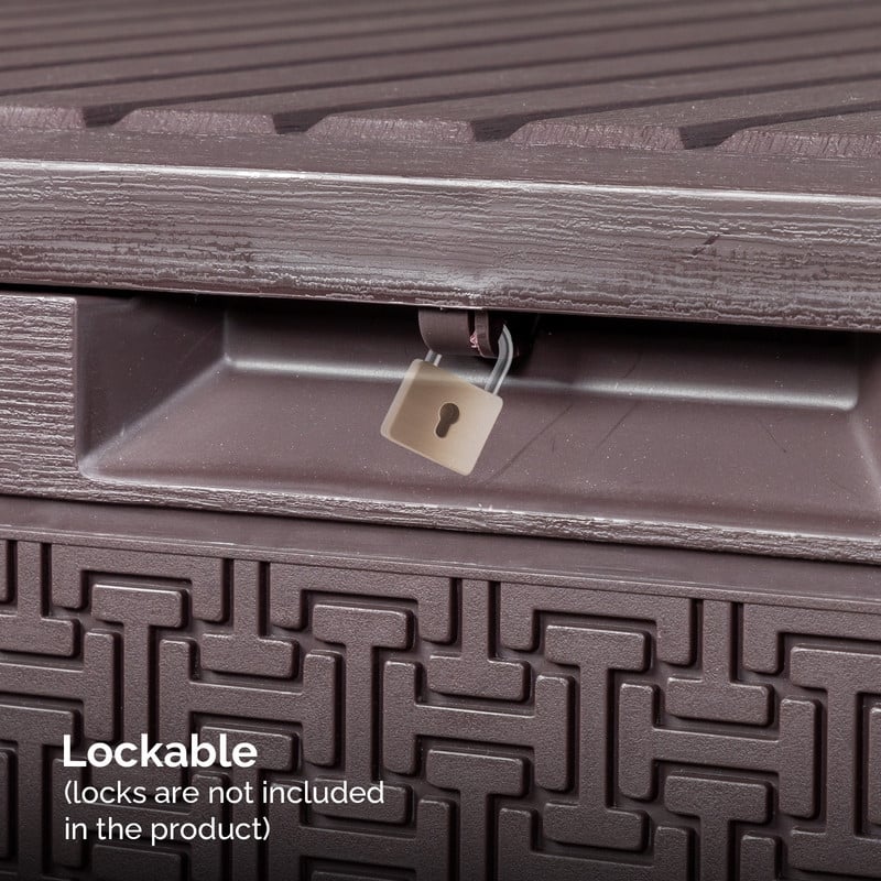 90 Gallons Lockable Deck Box Outdoor Indoor Storage