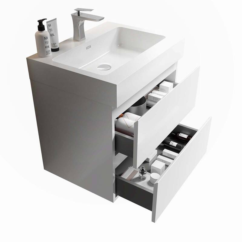 24" Large Storage Wall Mounted Floating Bathroom Vanity with Sink