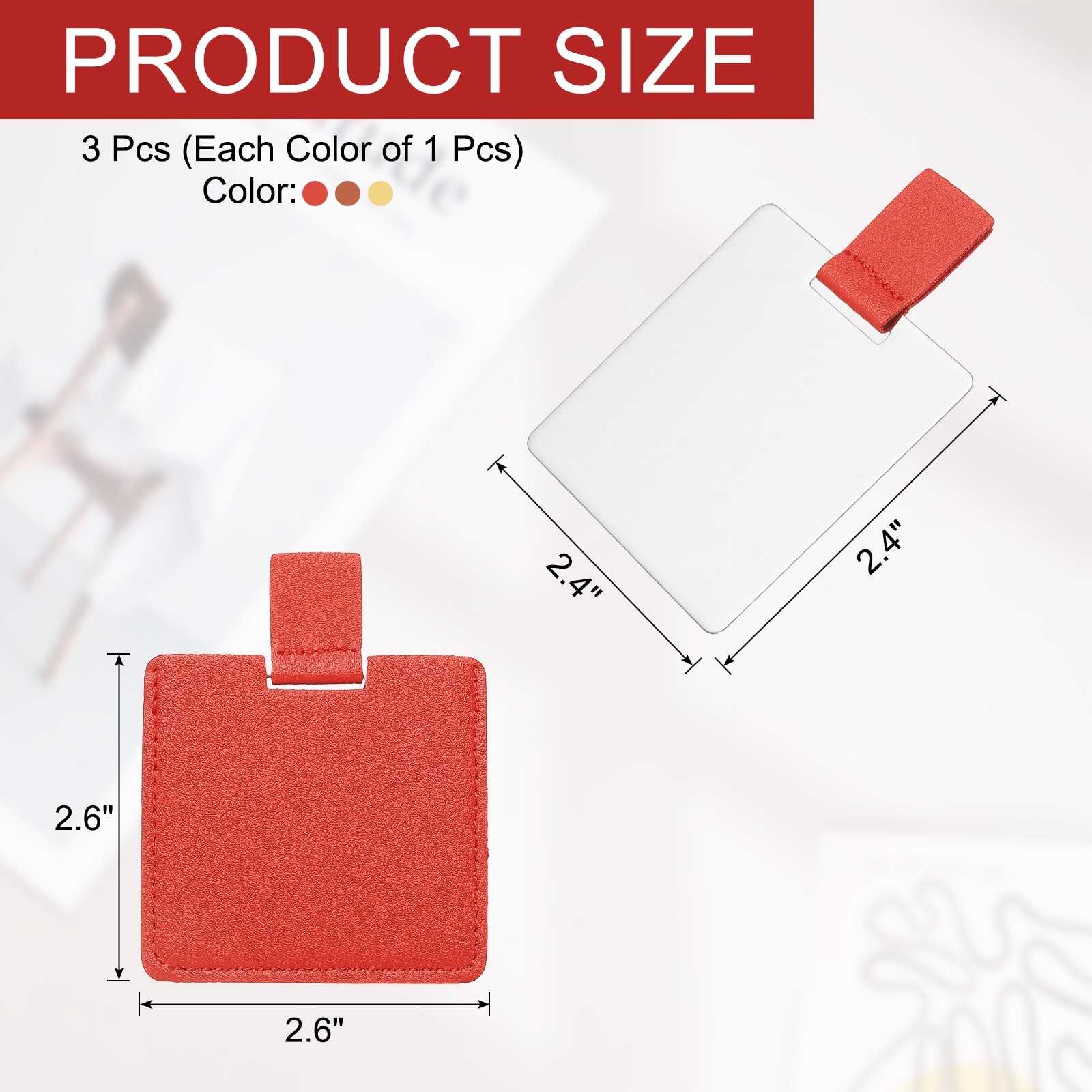 Small Pocket Mirror for Purse, Stainless Steel Compact Makeup Travel Handheld Mirror with Leather Case for Women, Girls