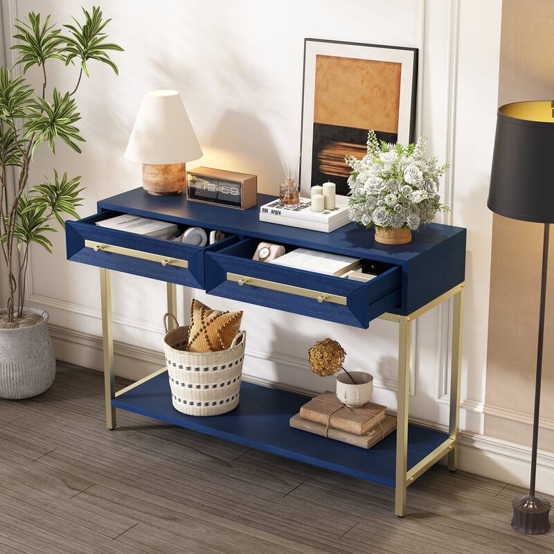 Retro Console Table with Two Drawers