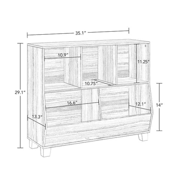 dimension image slide 0 of 2, RiverRidge Home Kids Catch All Multi-Cubby 35in Toy Organizer Light Woodgrain