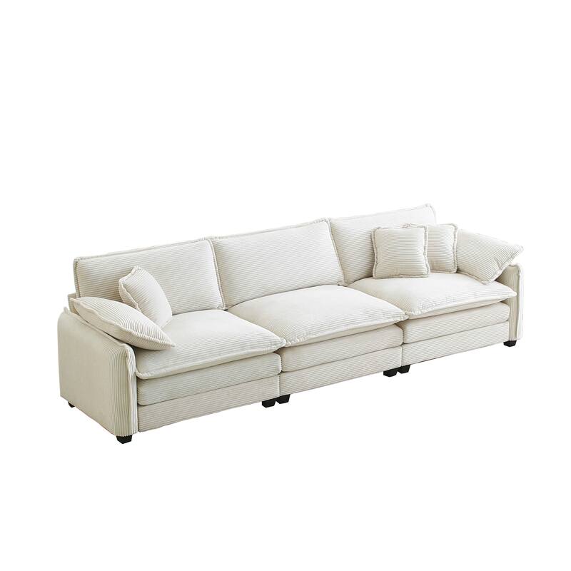 Modern Modular Sofa with 2 Arm Pillows and 3 Throw Pillows and Memory Foam Cushions for Living Room or Guest Room