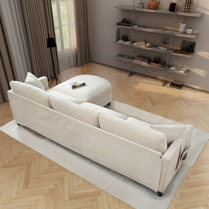 Tala Sectional Sofa Couch with Ottoman and Removable Cushion by GDFStudio