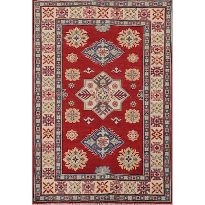 Kazak Oriental Accent Rug Handmade Geometric Wool Carpet - 3'6"x 4'11"