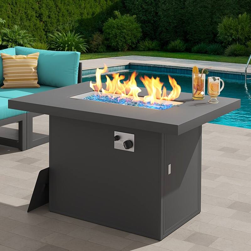 43" Rectangular Aluminum Gas Fire Pit Table, CSA, 60,000 BTU