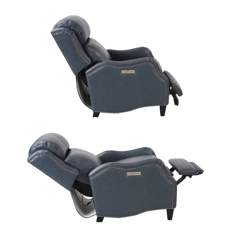 Genuine Leather Nailhead Trim Recliner Dual Power Home Theatre Power Recliner Chair with USB Port