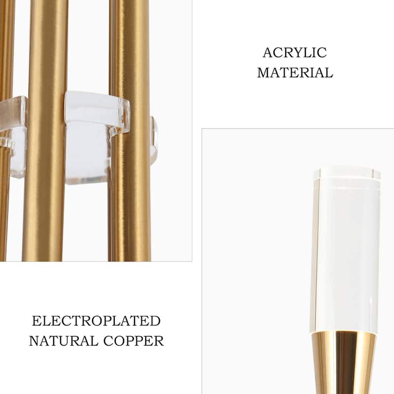 Modern Elegant 5-Light Gold LED Chandelier Dimmable Pendant Light Height Adjustable for Dining Room - 24" D x 22.5" H