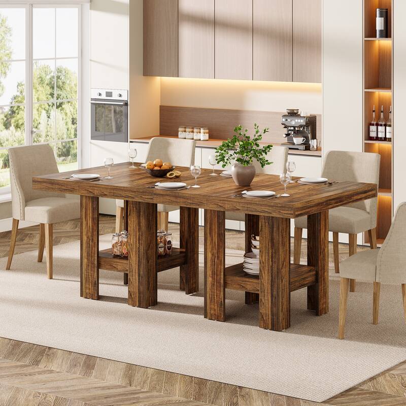 Small Dining Kitchen Table with Shelf Storage