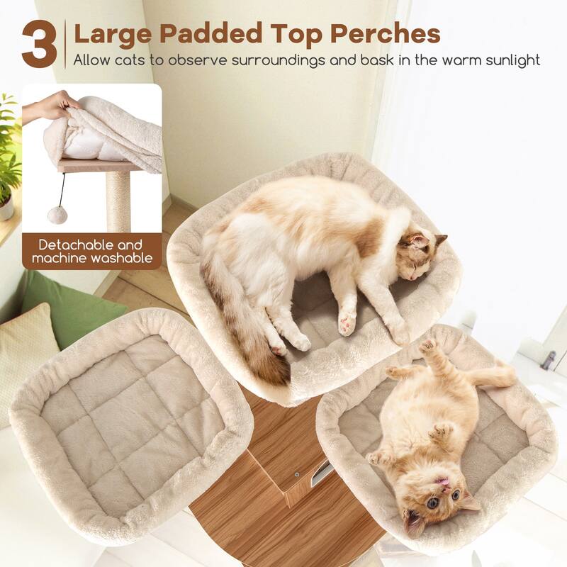 68 Inch Multi-Level Cat Tree Tower with Condo Hammock Perches Ladder and Scratching Posts