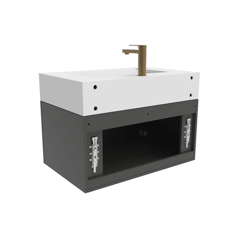 Nile 30-Inch Wall Mounted Bathroom Vanity Set w/ White Top