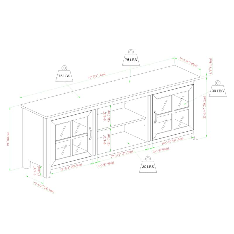 Modern Farmhouse 2-Door Glass Windowpane TV Stand