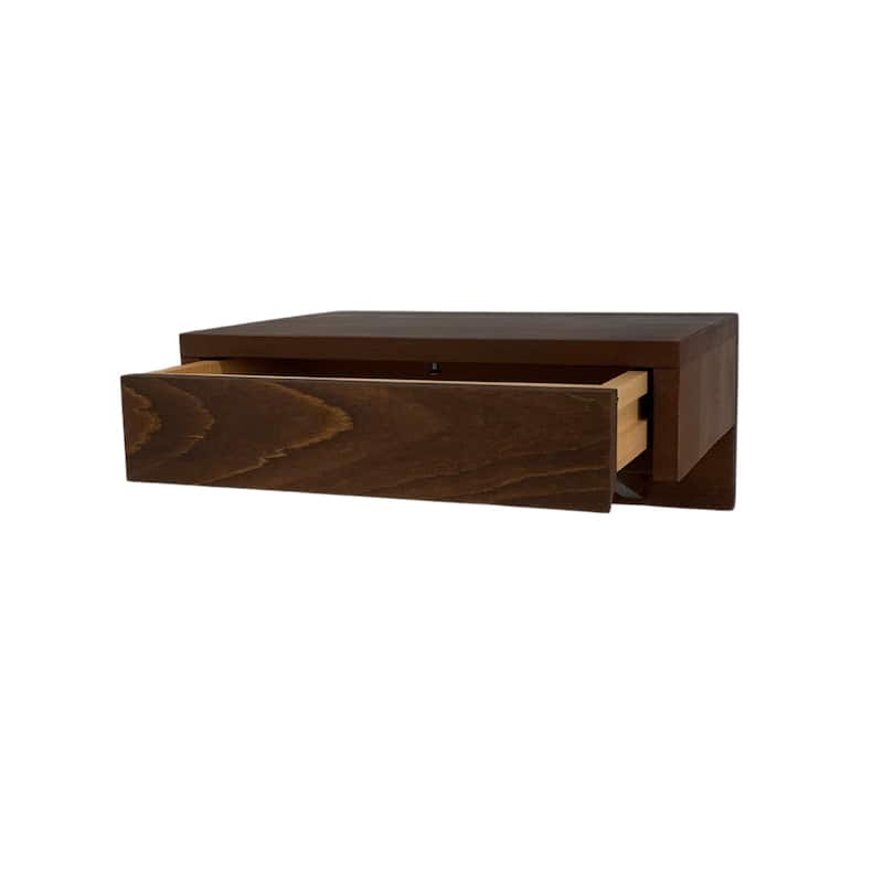 Solid Wood Floating Nightstand set of 2 Walnut Finish for Bedroom