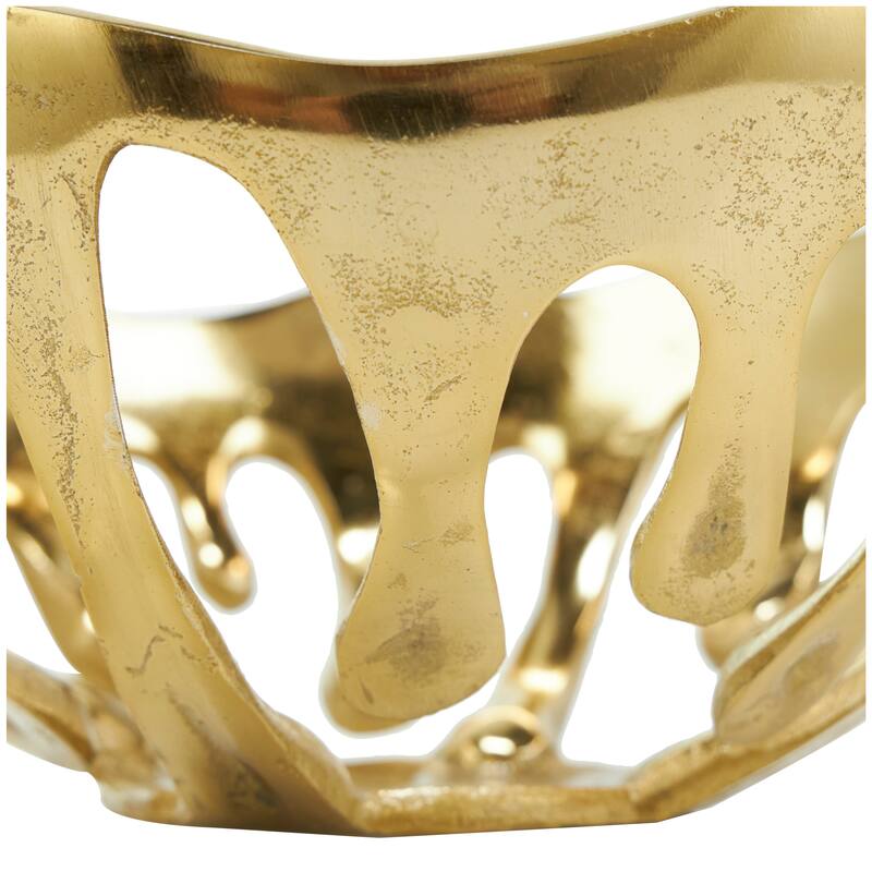 Aluminum Metal Drip Decorative Bowl with Open Frame Design (Set of 2)