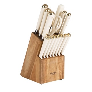 Martha Stewart 16 Piece Lockton Stainless Steel Cutlery Acacia Wood Block Set