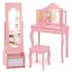 preview thumbnail 2 of 16, Costway Kids Vanity Set Princess Makeup Dressing Table & Chair Set - See Details Pink