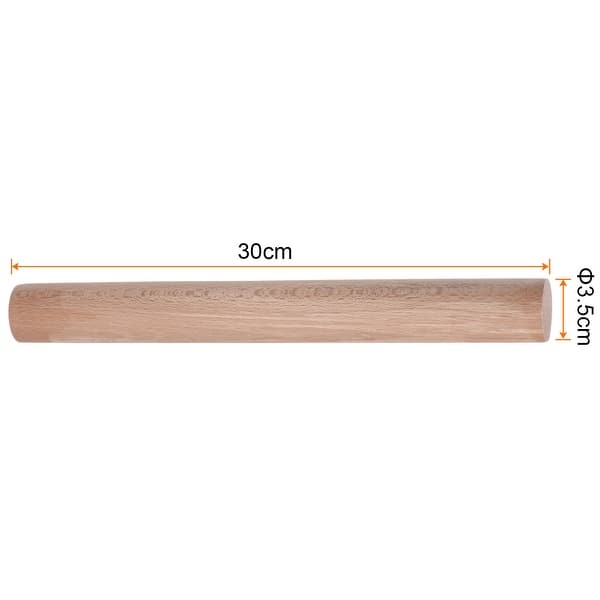 dimension image slide 2 of 4, Rolling Pin Cylindrical Smooth Non-Stick Beech Wood Kitchen Roller