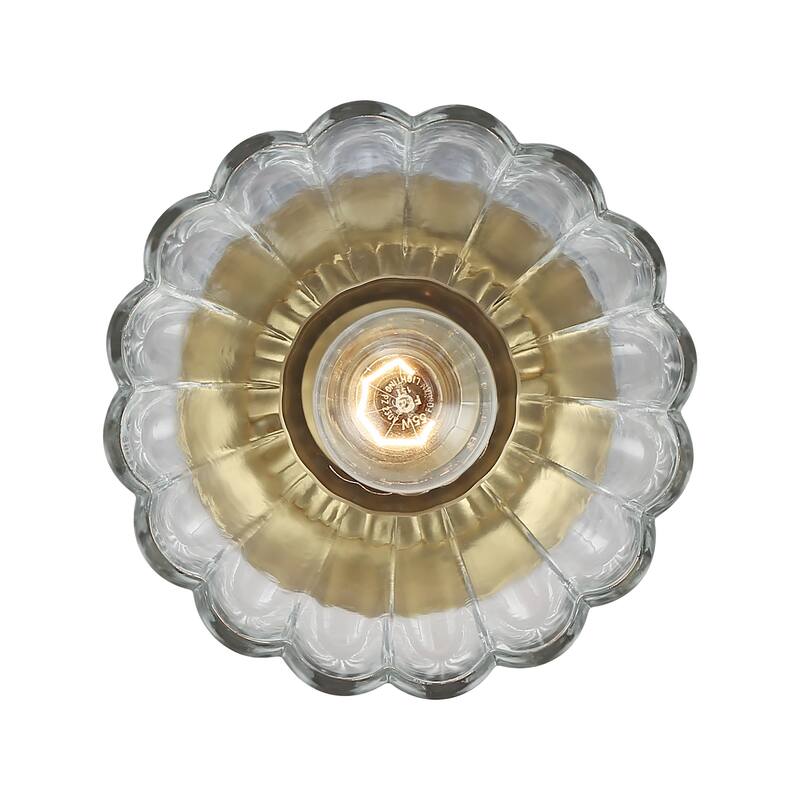 Golden Lighting Audra 1-light 7in Semi-Flush Mount in Brushed Champagne Brass - Brushed Champagne Bronze - 1-Light 7" Semi-flush