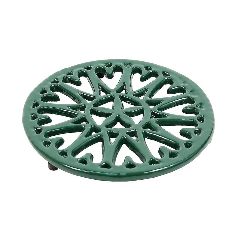 Minuteman International Enameled Sunburst Round Trivet for Stoves, 7 Inch Diameter, Green