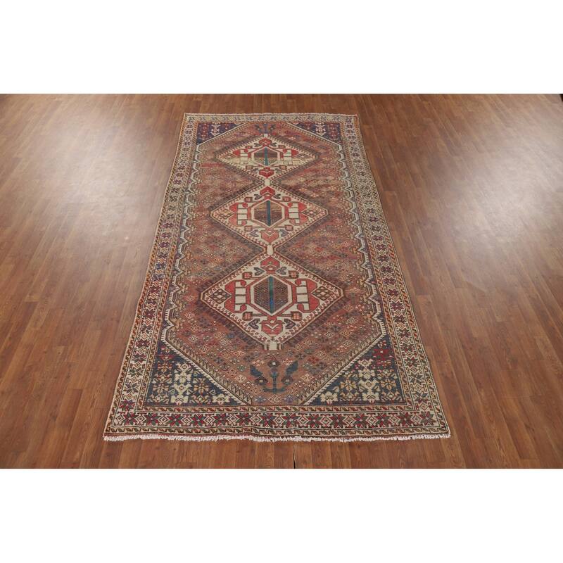 Tribal Bakhtiari Vintage Persian Area Rug Hand-Knotted Wool Carpet - 5'1" x 9'11"