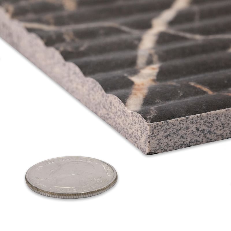 Merola Tile Reve Roseliere Deco Noir 11-3/4" x 23-1/2" Porcelain Wall Tile