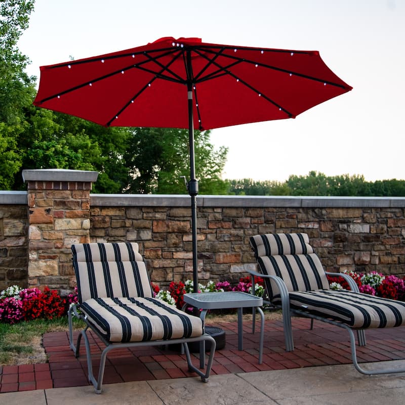 Mirage Fiesta 9-ft Octagonal Market Umbrella with Solar LED Lights