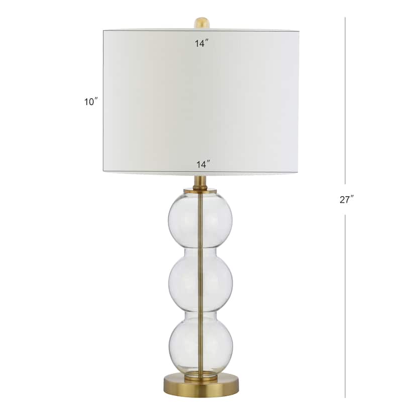 Ella 27" Glass Triple-Sphere LED Table Lamp, Mercury Silver/Chrome (Set of 2) by JONATHAN Y