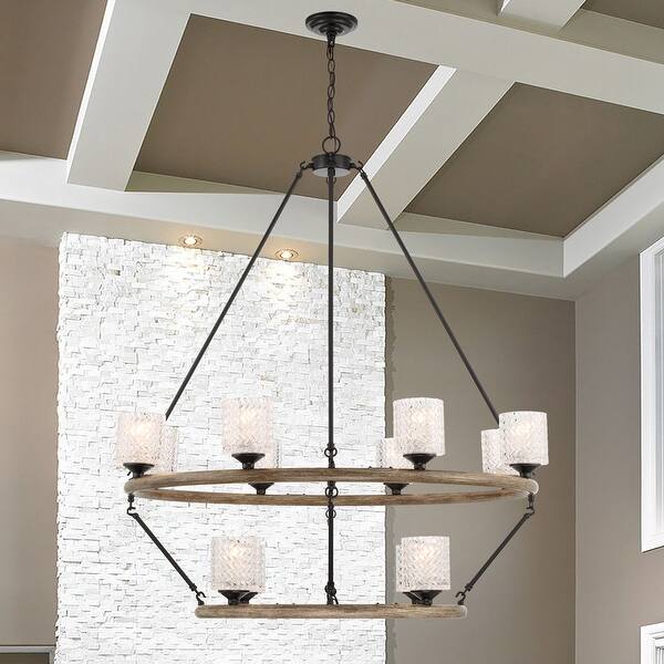 12 Light Crystal Candle Style Wagon Wheel Chandelier 42.52"x42.52"x46