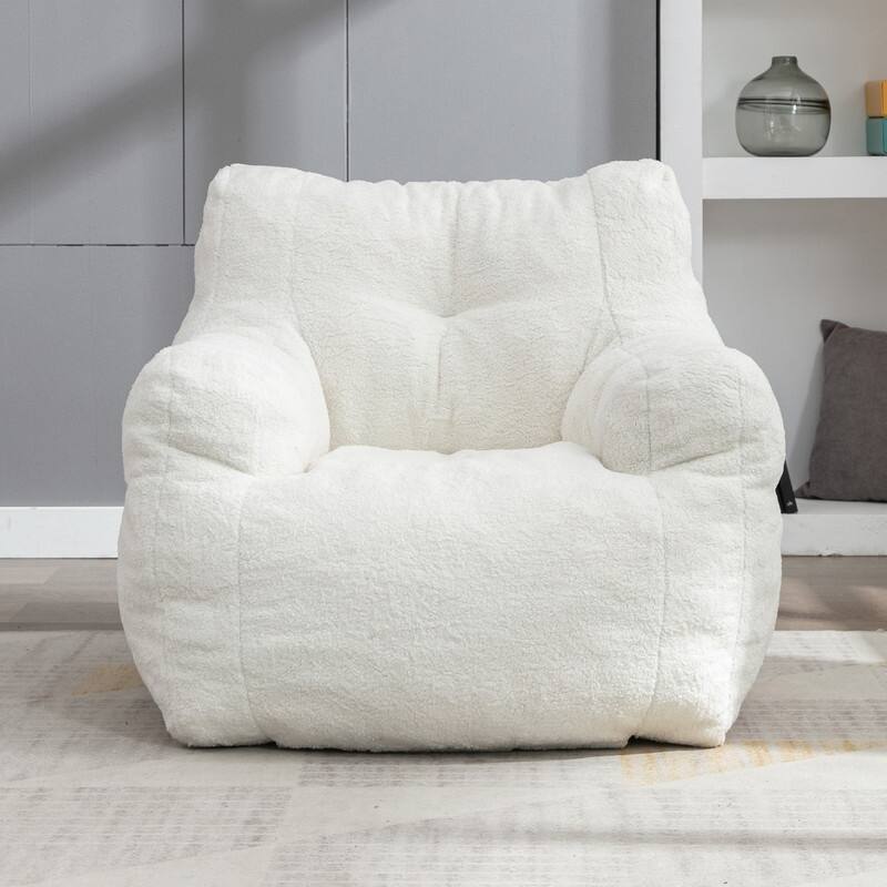 Ultra-Soft Teddy Fabric Memory Foam Bean Bag Chair