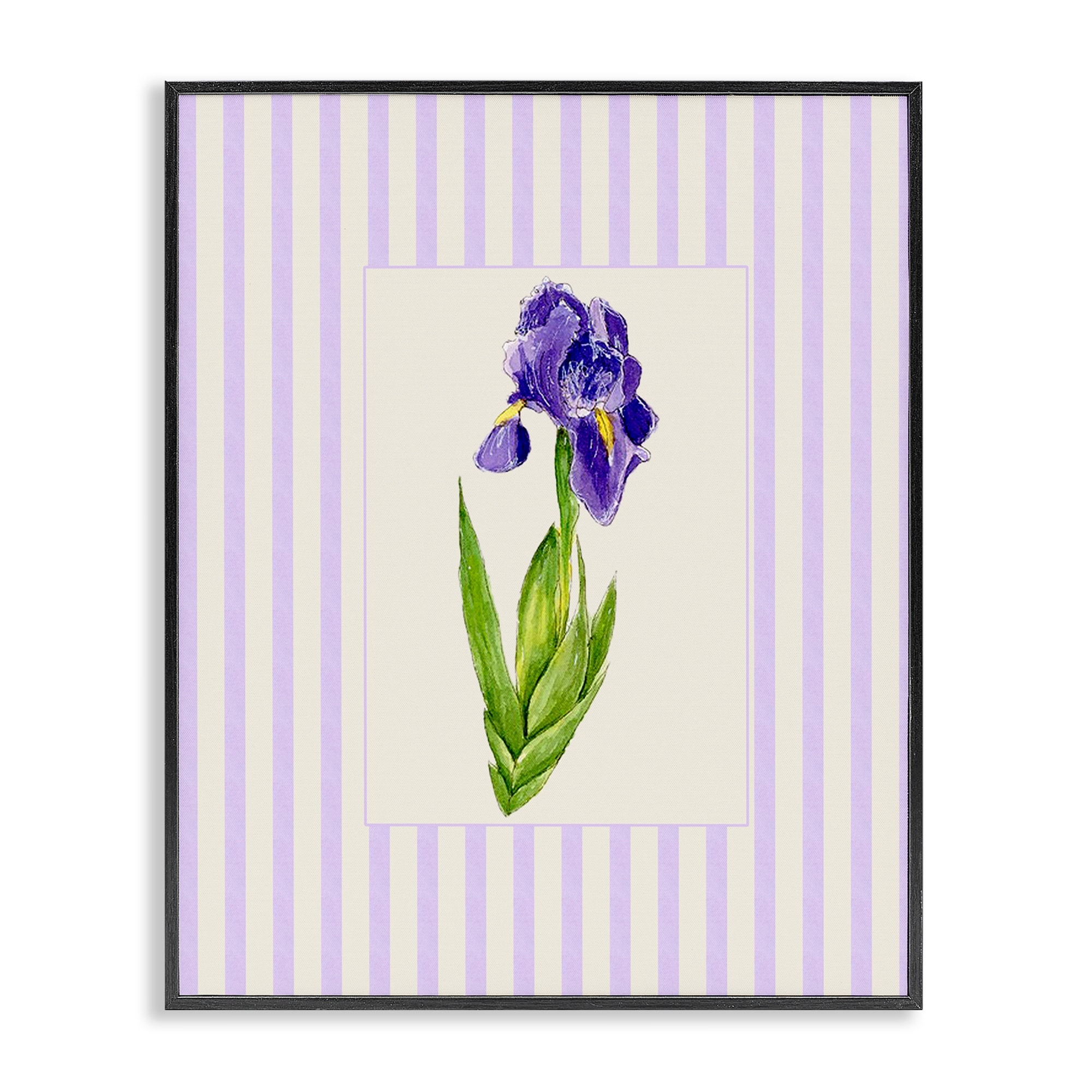 Stupell Purple Stripe Iris Framed Giclee Art Design By Lisa Wehmeyer