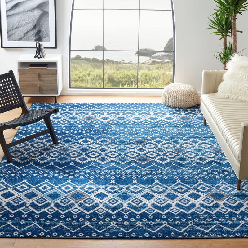 SAFAVIEH Amsterdam Iskra Moroccan Boho Rug - 3' x 5' - Navy/Beige