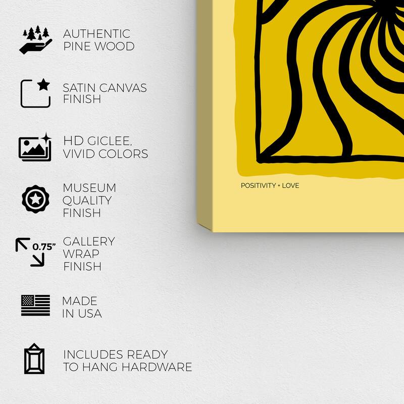 Wynwood Studio Canvas Abstract I Love Positive Yellow Yellow and Modern & Contemporary Wall Art Canvas Print