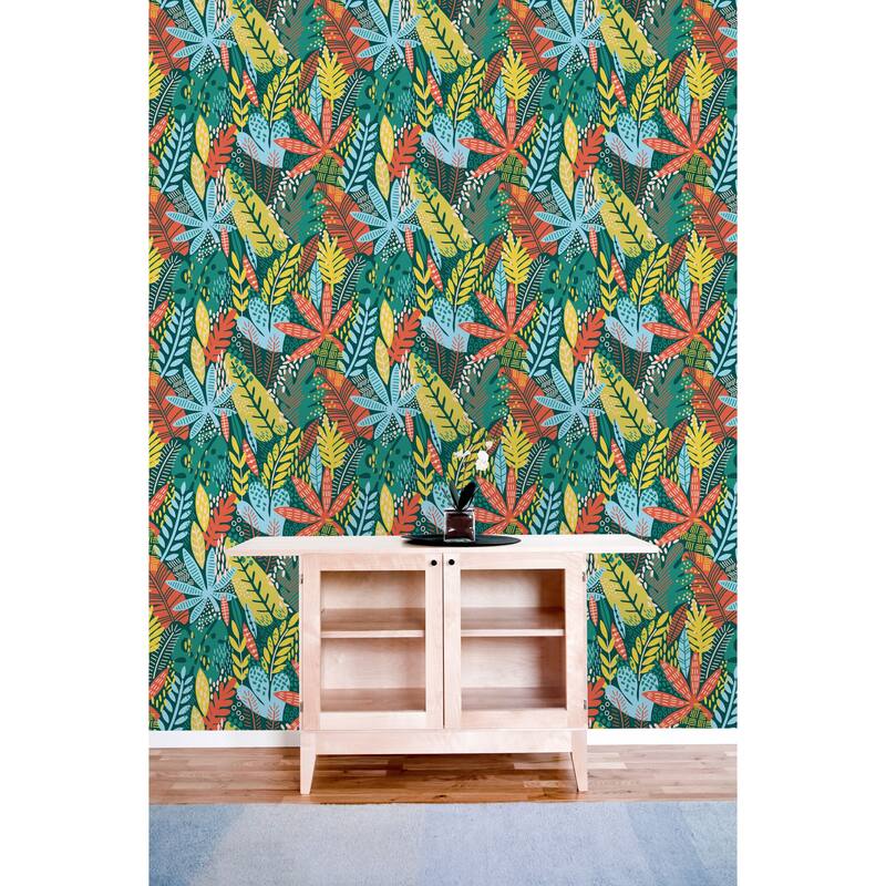 Bright Tropical Leaf Peel and Stick Wallpaper Bed Bath & Beyond