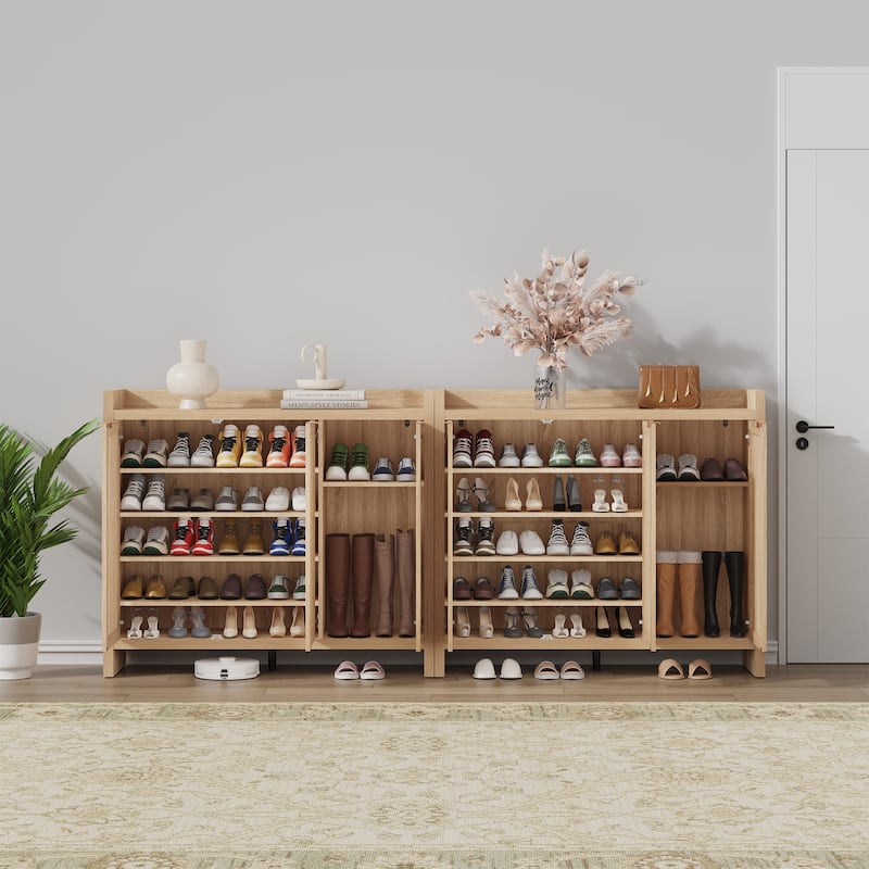 Five - Tier Storage Rustic - Flavored Rattan Shoe Cabinet