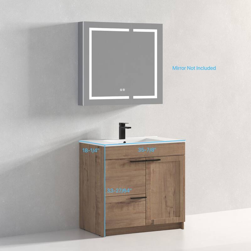 Blossom Hanover 36 Inch Bathroom Vanity with Topmount Ceramic Sink