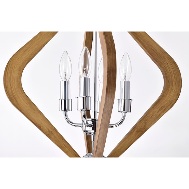Vissent 18 Inch Candles Pendant Wood Grain Finish with 4-Light