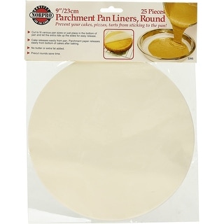 Norpro 9" Round Parchment Paper Cake Pizza Tart Baking Pan Liners - 25 Pack